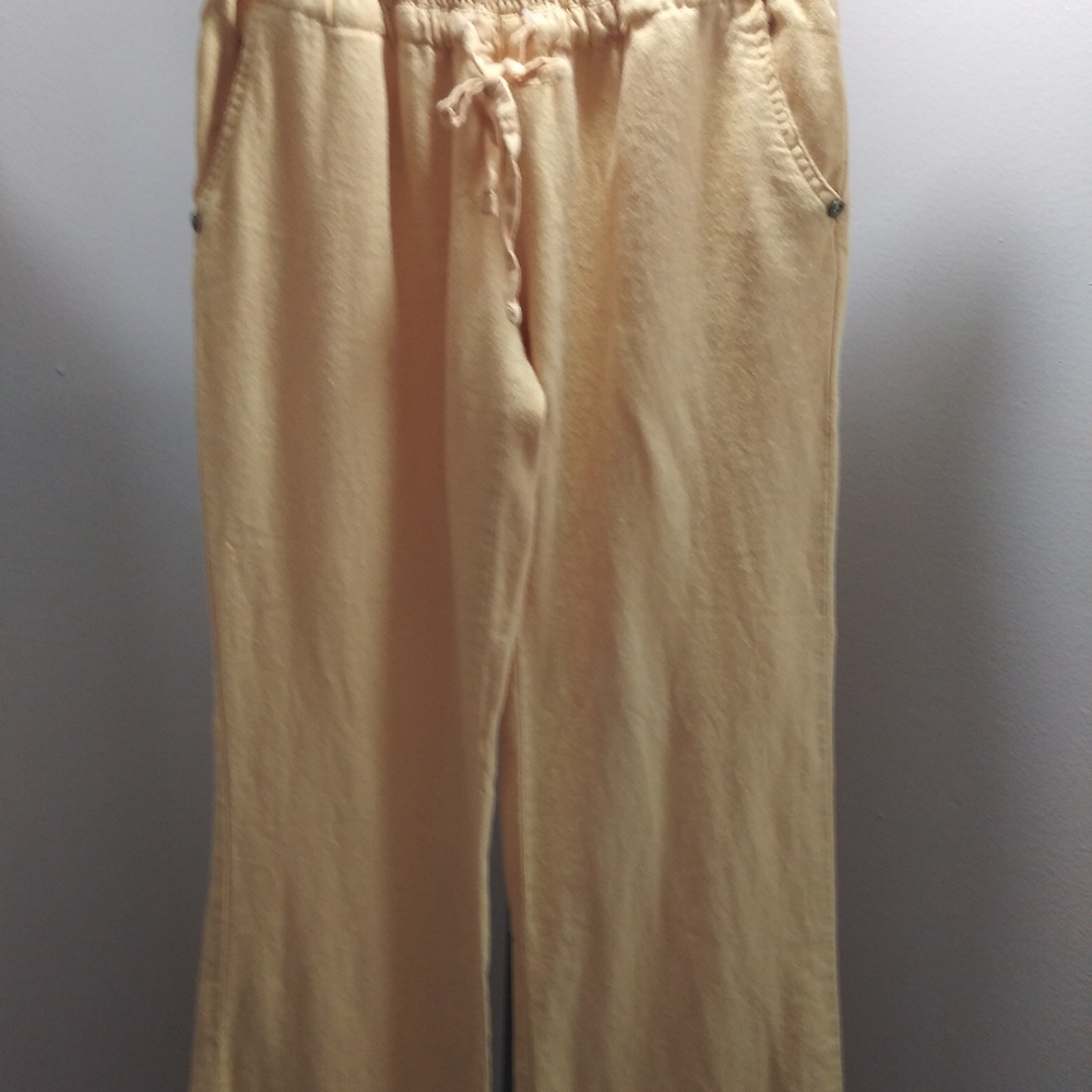 Women yellow linen pants
